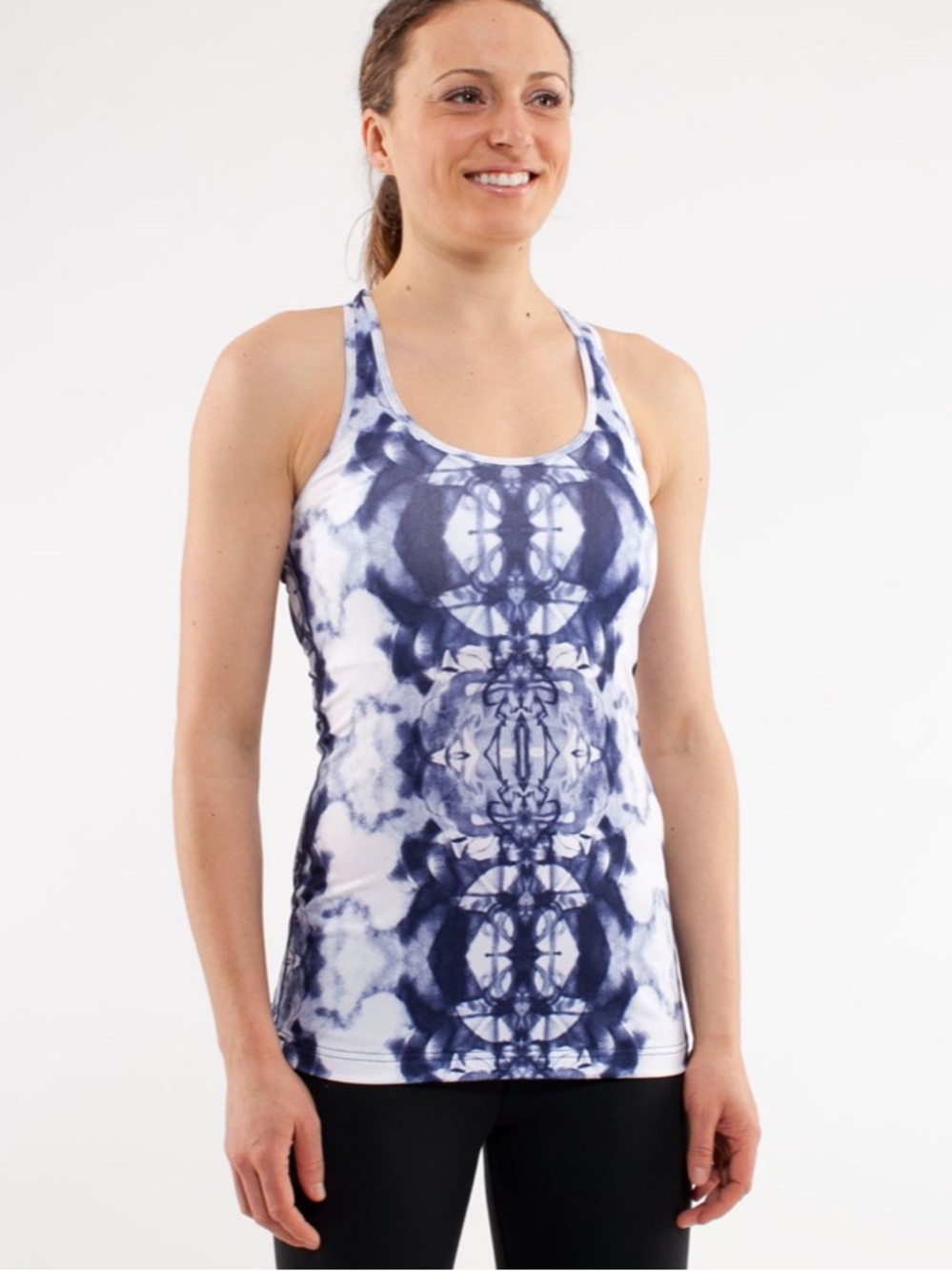 Lululemon Cool Racerback Ink Blot White Deep Indigo Sz 10
